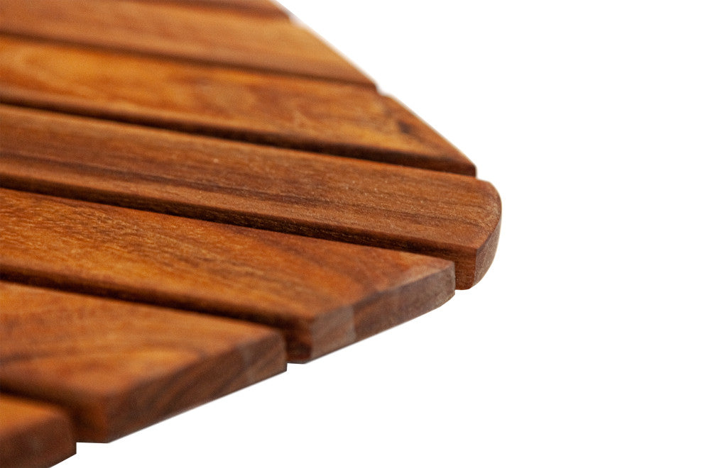 Nordic Style Corner Teak Shower and Spa Mat with Rounded Edge 30"³x 30"³