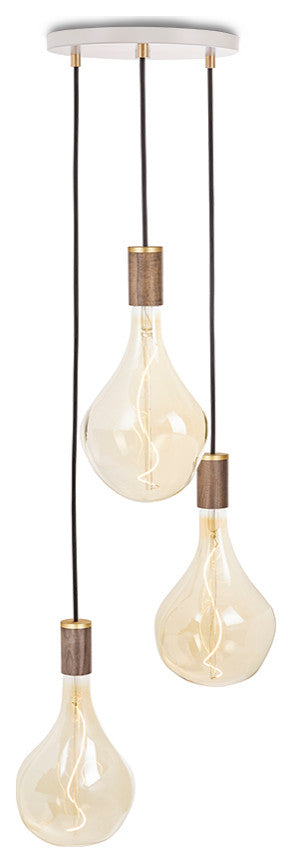 Small canopy white, brass grip with 3 walnut pendants & 3 Voronoi II US