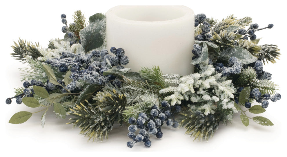 Frosted Blueberry Pine Candle Ring 18"D