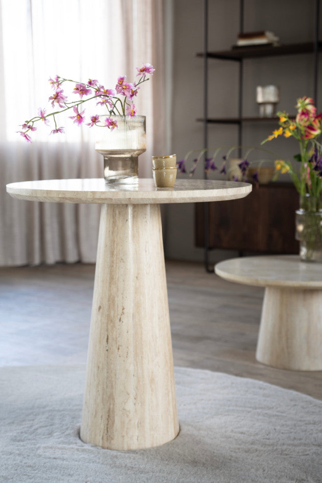 Travertine Pedestal Dining Table | Eleonora Aime, Large