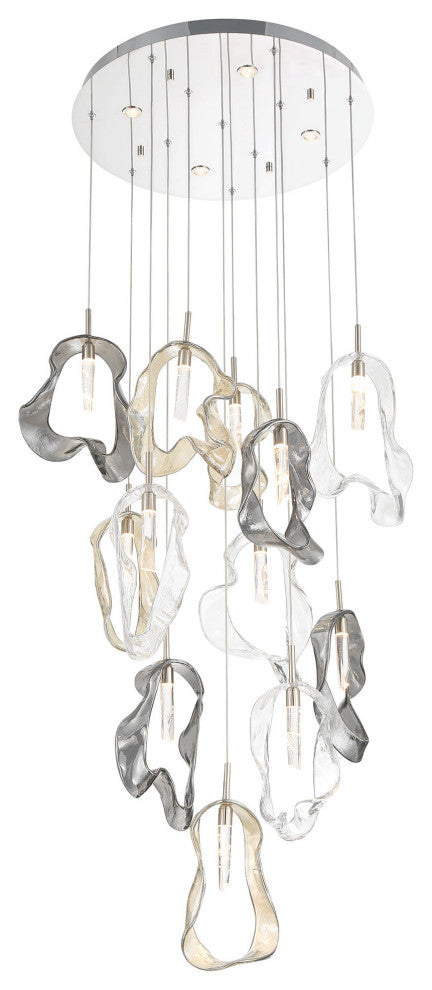 Norah 12L 24" Polished Nickel Mix Chandelier