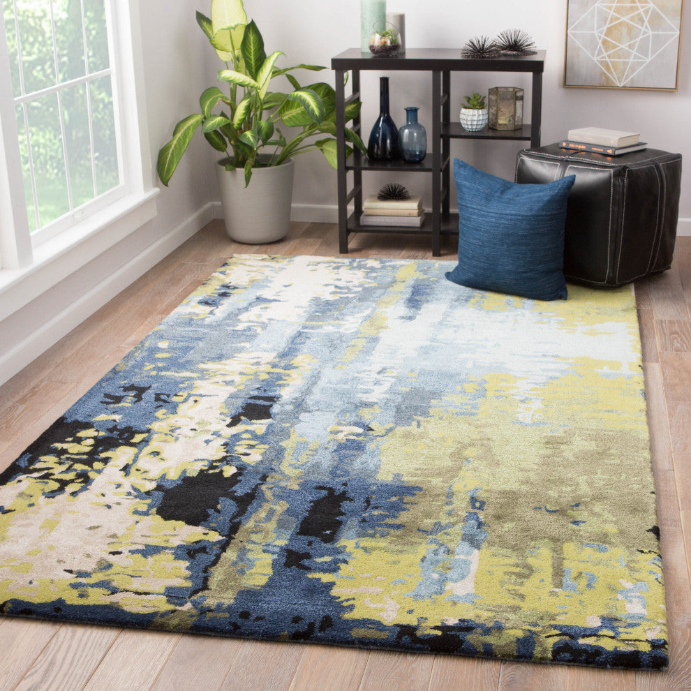 Jaipur Living Matcha Handmade Abstract Blue/ Green Area Rug 12'X15'