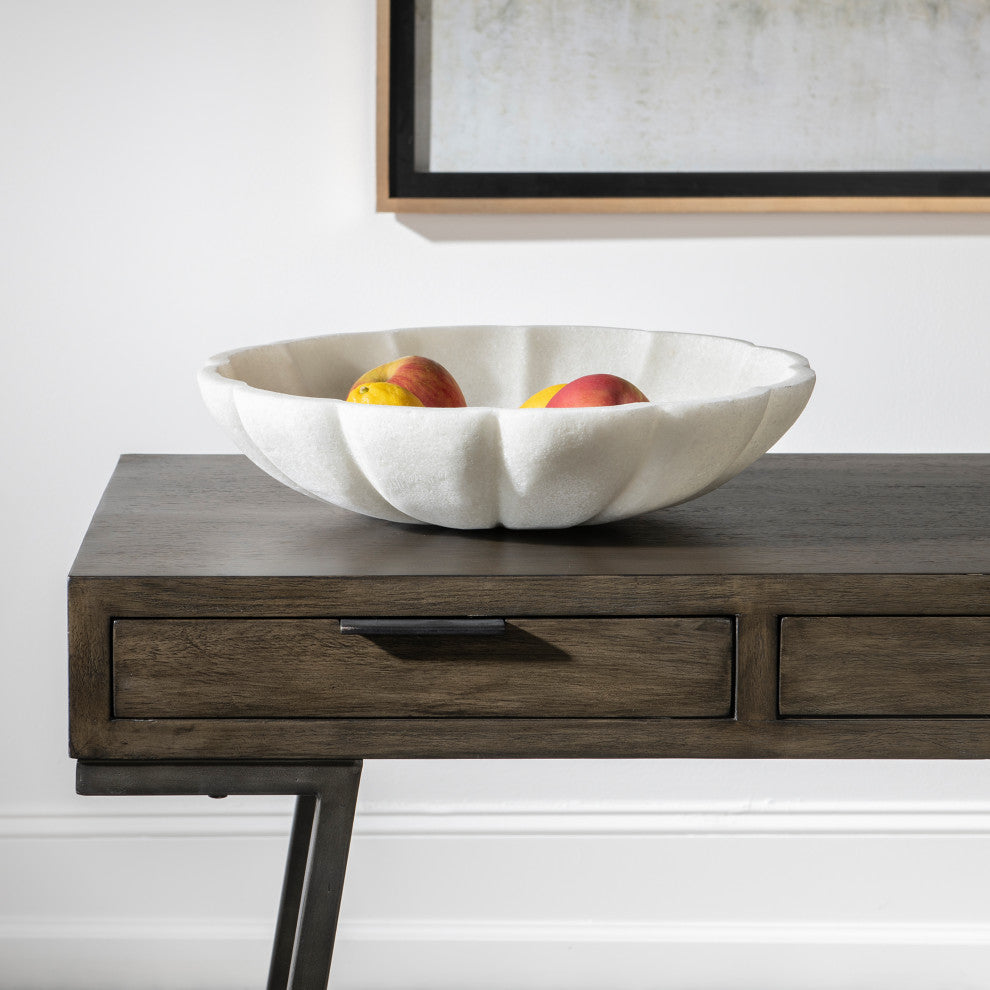 Uttermost Petal 17x4" Ivory Ricestone Bowl