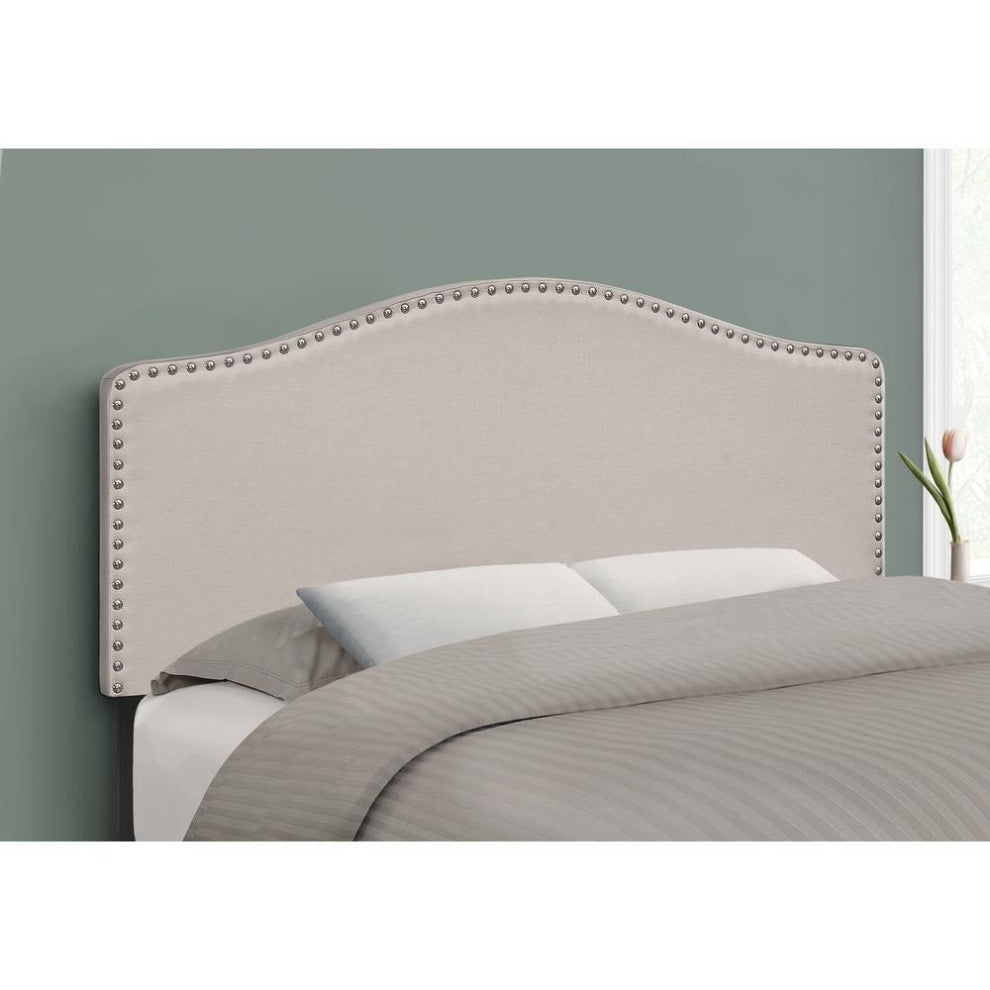 Bed, Headboard Only, Full Size, Bedroom, Upholstered, Beige Linen Look