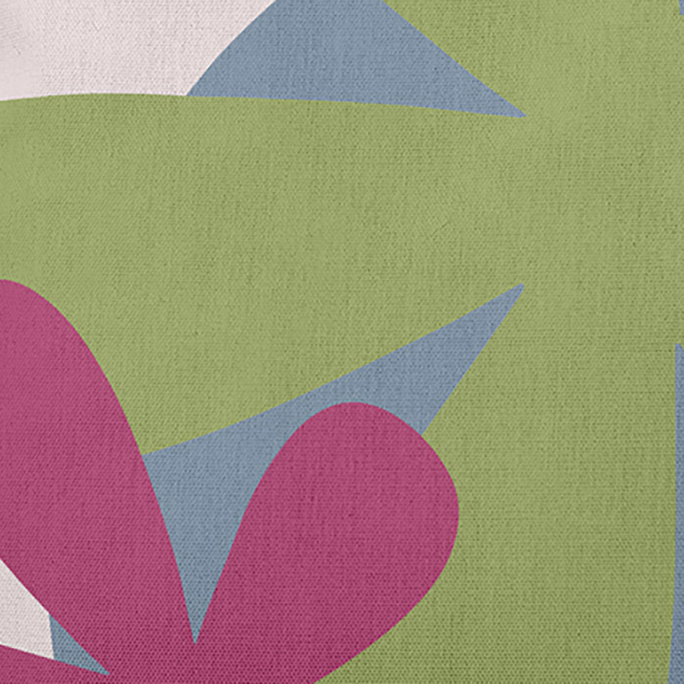 Bold Flowers Polyester Indoor Pillow, Apple Green, 26"x26"