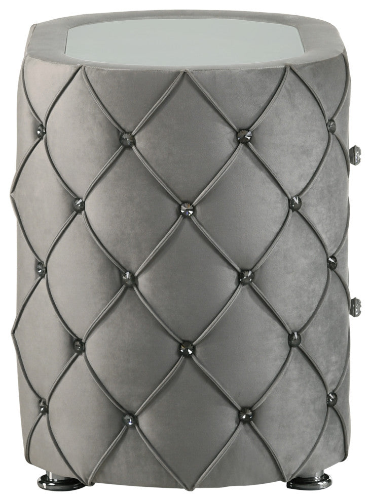 ACME Perine Nightstand, Gray Velvet