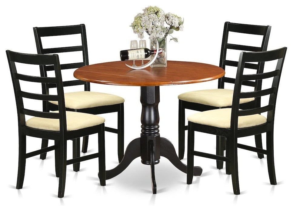 Dlpf5-Bch-C, 5-Piece Kitchen Table Set, Dining Table and 4 Wooden Kitchen Chairs