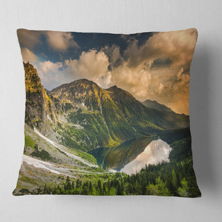 Dramatic Sky over Alpine Lake Landscape Printed Throw Pillow, 18"x18"