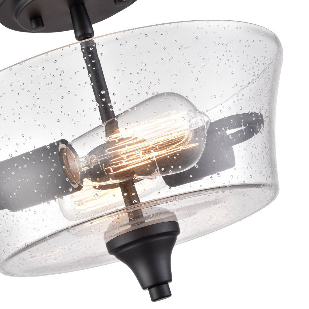 Caily Collection 2-LIght 11" Matte Black Semi-Flush