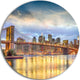Brooklyn Bridge With Night Illumination, Disc Metal Artwork, 11"
