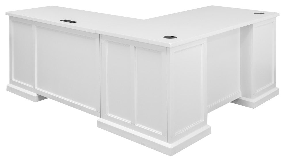 Modern Wood L Desk and Return Writing Table and Return White