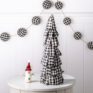 78.74" Black and White Plaid Fabric Garland