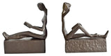 2-Piece Man and Woman Reading Metal Bookend Set
