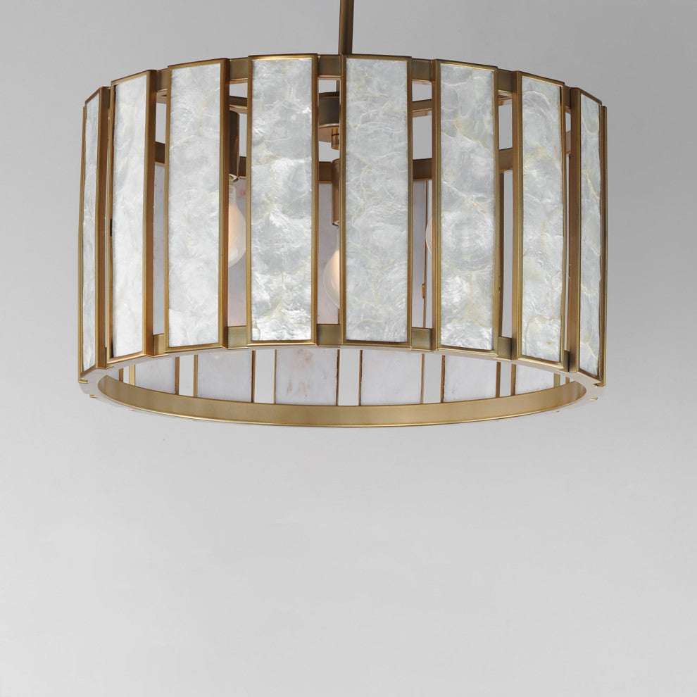 Maxim 12803 Miramar 3 Light 18"W Pendant - Capiz / Natural Aged Brass