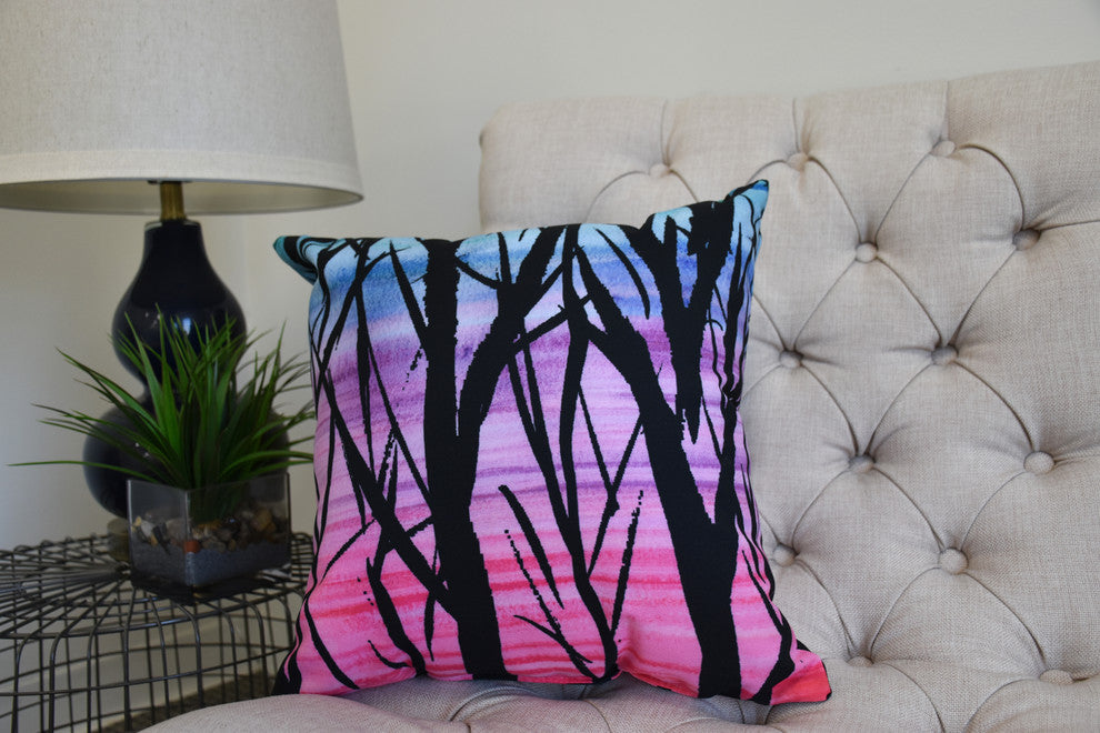 20" Sunset Branches Multi Floral Print Decorative Throw Pillow