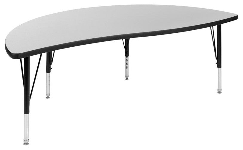60" Circle Wave Activity Table Set with 12" Student Stack Chairs, Grey