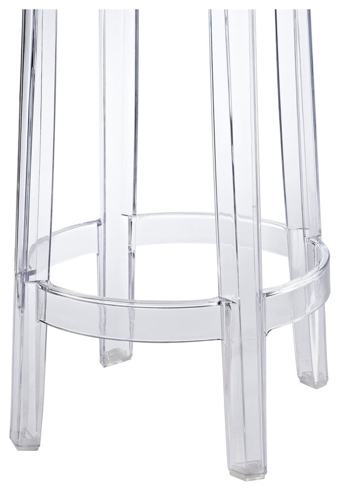 Modern Contemporary Dining Kitchen Counter Stool Clear Smoke