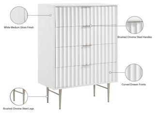 Modernist Medium Gloss Finish Chest, Brushed Chrome