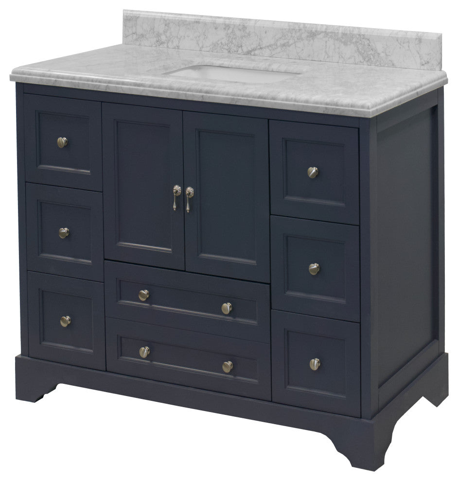 Madison 48" Bathroom Vanity, Marine Gray, Carrara Marble