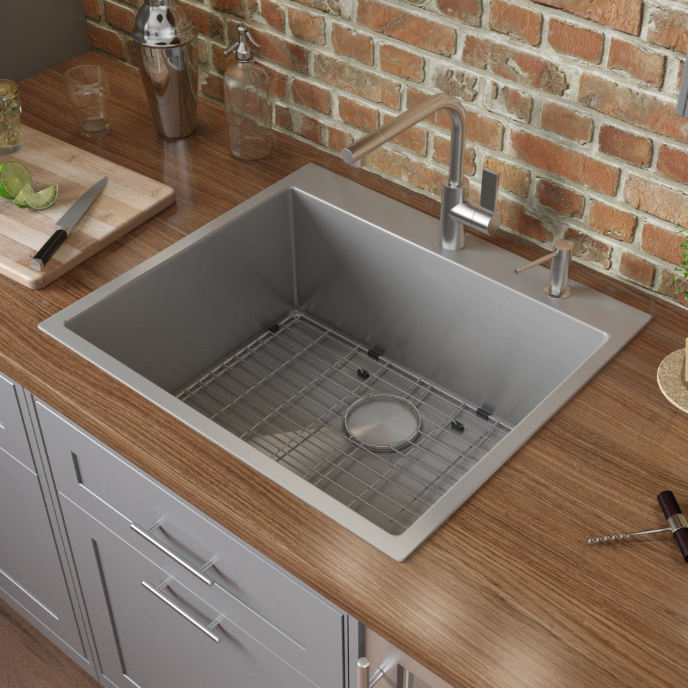 Ruvati RVH8071 21" Drop-in Topmount Rounded Stainless  Kitchen Sink Single Bowl