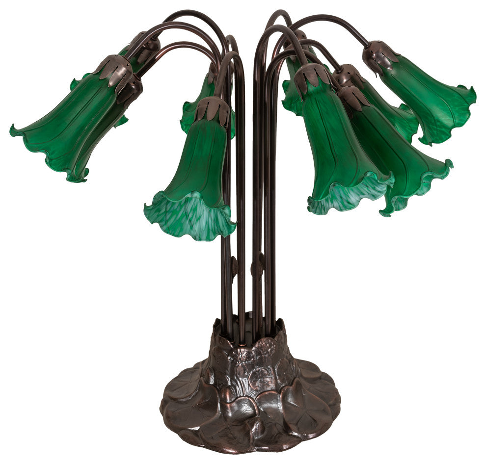 Meyda Lighting 14382 22"H Green Pond Lily 10 LT Table Lamp
