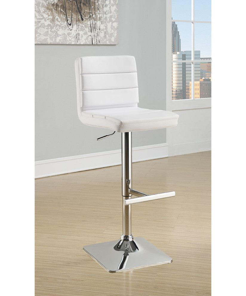 Set of 2 Adjustable Height Bar Stools, White