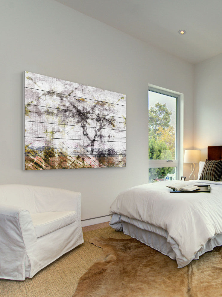 "Faded Tree" Print on White Wood, 45"x30"