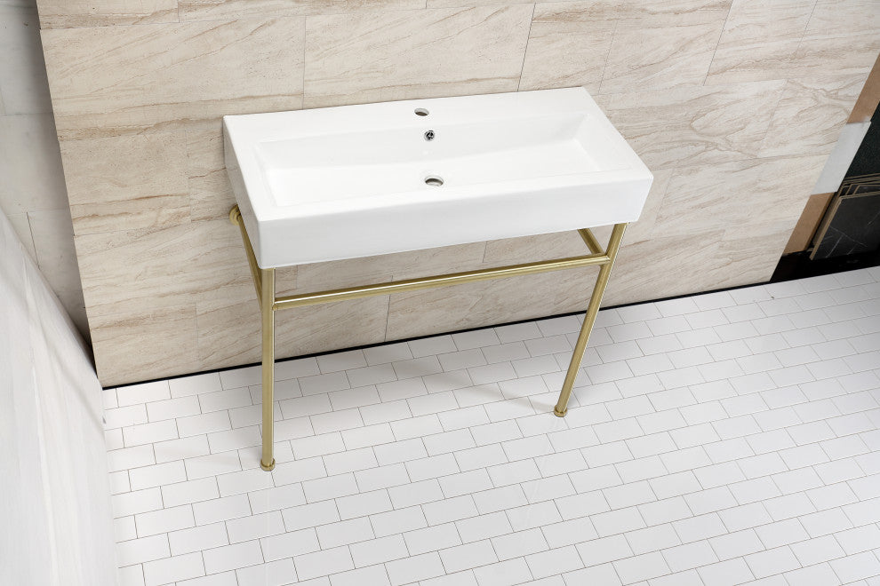 Fauceture VPB39177ST 39" Porcelain Console Sink, Legs, Single-Hole