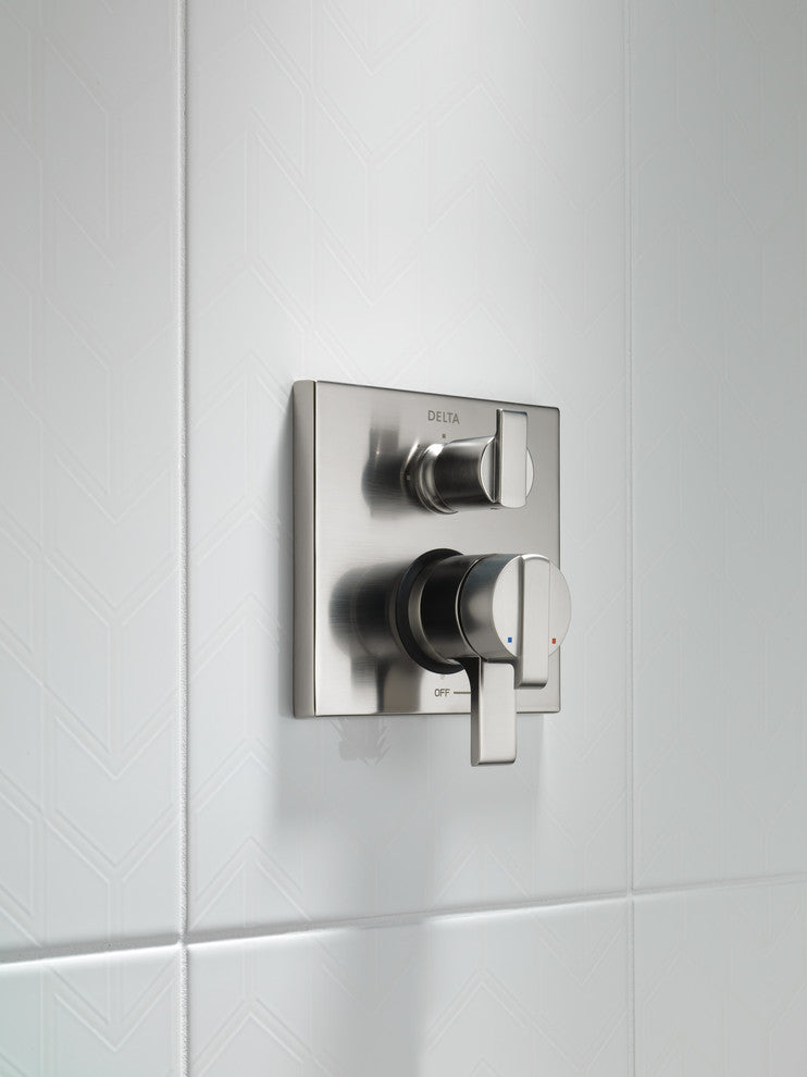 Delta Ara Angular Monitor Valve Trim, 3-Setting Integrated Diverter, Stainless