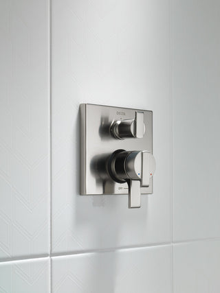 Delta Ara Angular Monitor Valve Trim, 3-Setting Integrated Diverter, Stainless