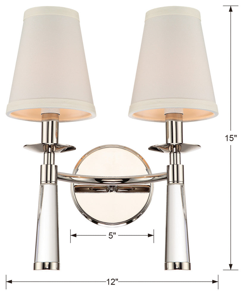Baxter 2 Light Polished Nickel Bronze Sconce