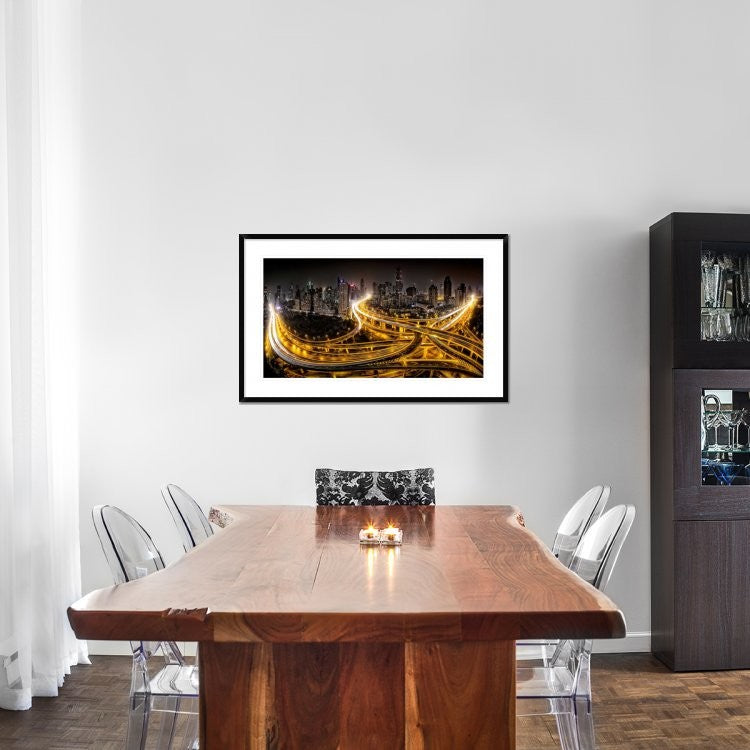 "Shanghai At Night" Framed Digital Print by Clemens Geiger, 44x27"