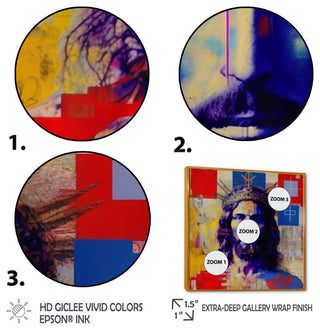 Pop Art Jesus Portrait II Framed Canvas, 36x36, Gold
