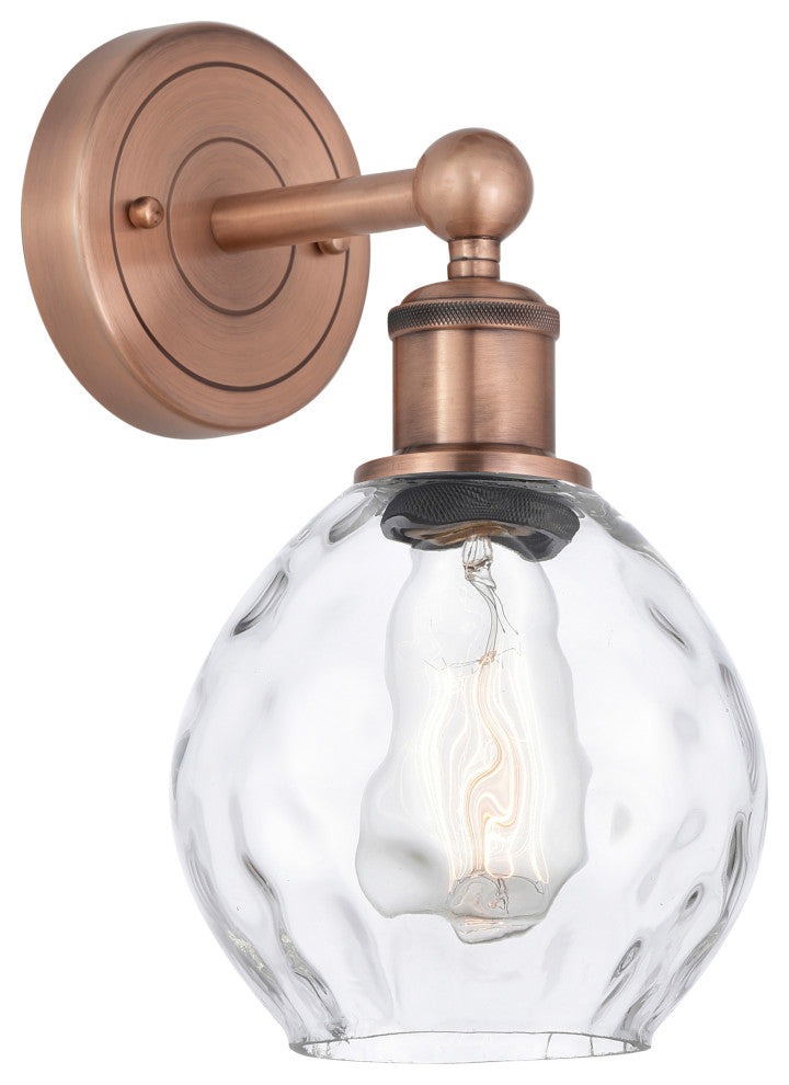 Waverly 1-Light 6" Sconce, Antique Copper Finish, Clear Shade