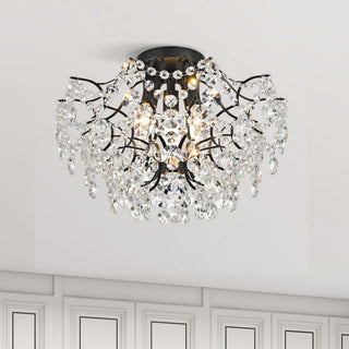 Jamie 3-Light Crystal Flush Mount, Antique Black Finish