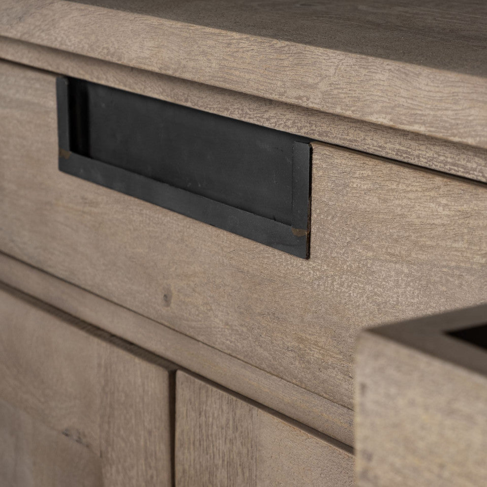 82" Brown Solid Wood 3-Drawer Sideboard With 6-Doors
