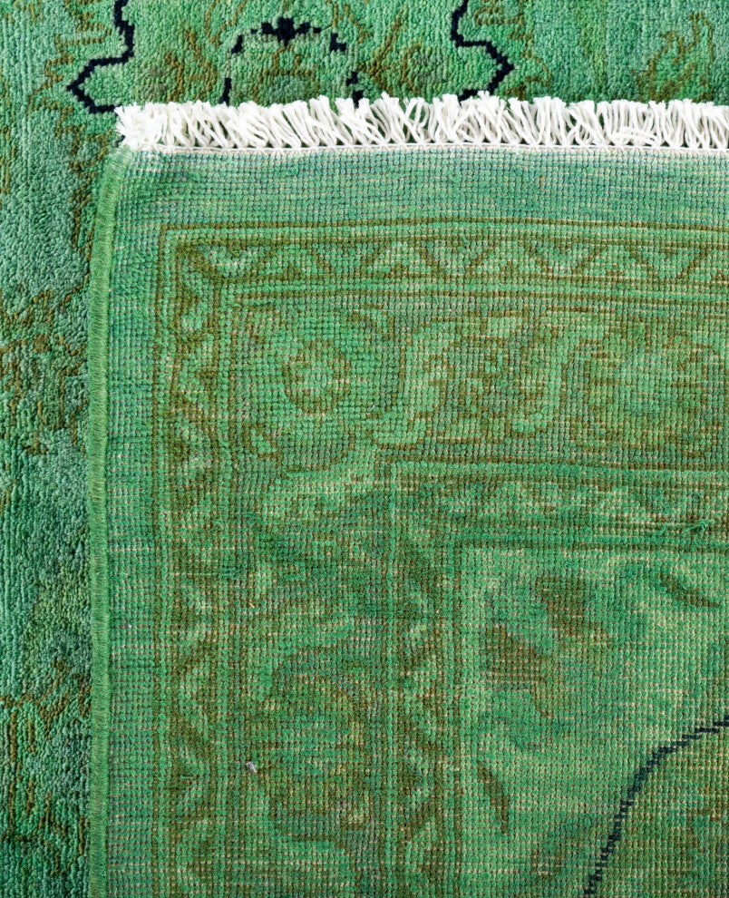 Overdyed One-of-a-Kind Hand-Knotted Area Rug Green, 8' 1" x 10' 3"