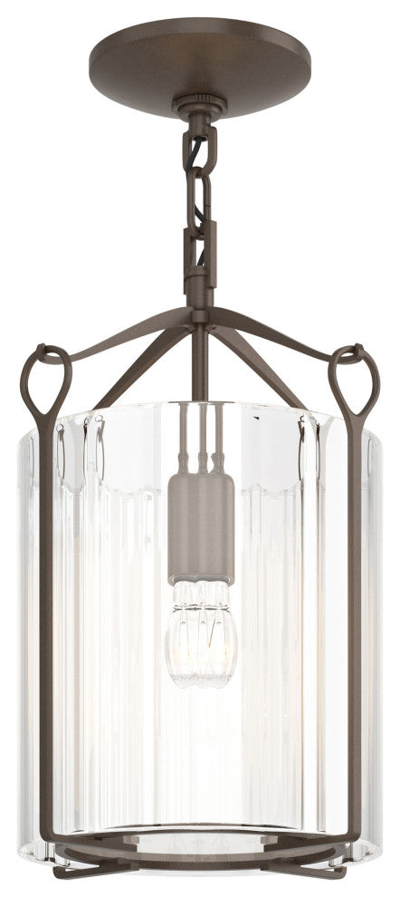Bow Semi-Flush, Bronze, Clear Fluted Glass