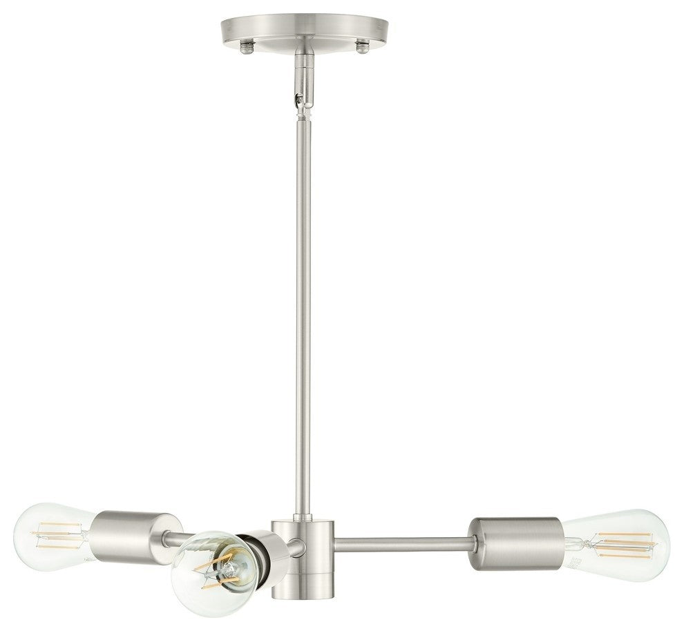 Geneva 3-Light Sputnik Chandelier With LED Bulbs, Brushed Nickel