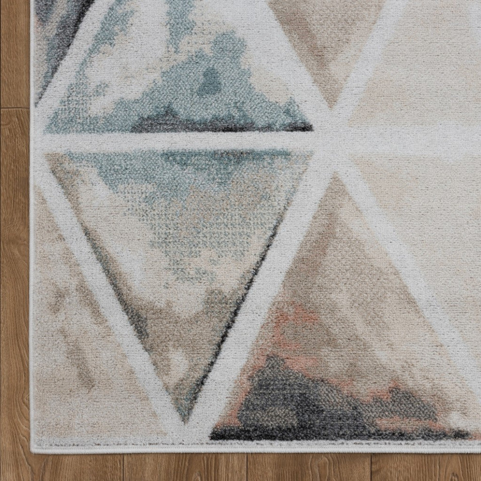 5" x 7" Ivory Watercolored Prism Area Rug