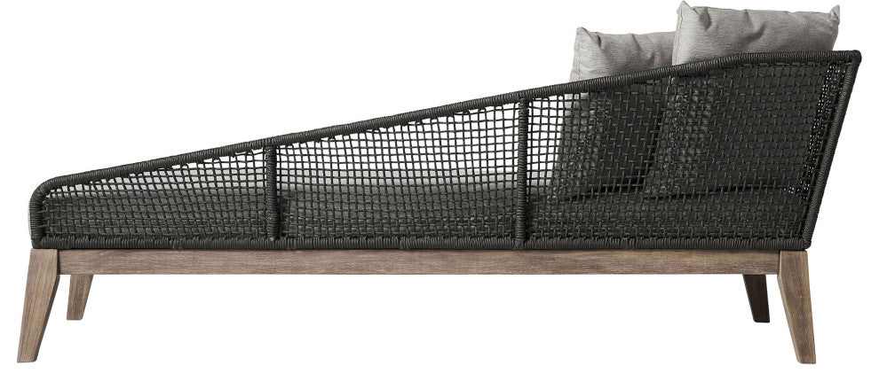 Netta Right Chaise, Dark Gray Cord and Weathered Eucalyptus