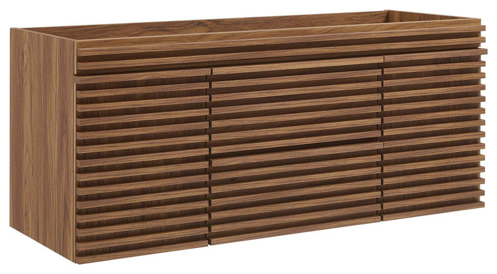 Render 48" Wall-Mount Bathroom Vanity Cabinet, Walnut
