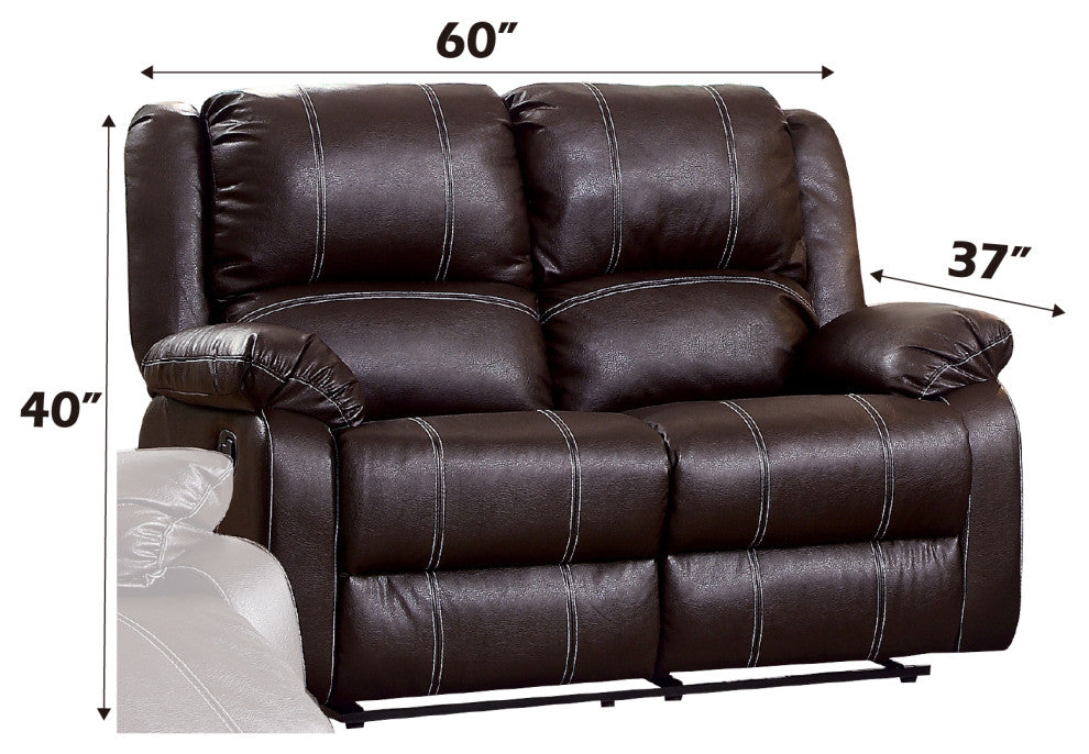 ACME Zuriel Motion Loveseat, Brown Synthetic Leather