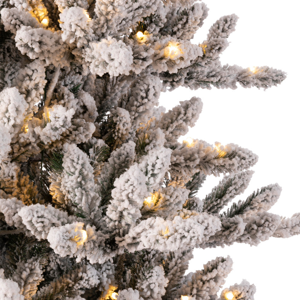 9' Pre-Lit Snow Flocked Fir Christmas Tree With Lights