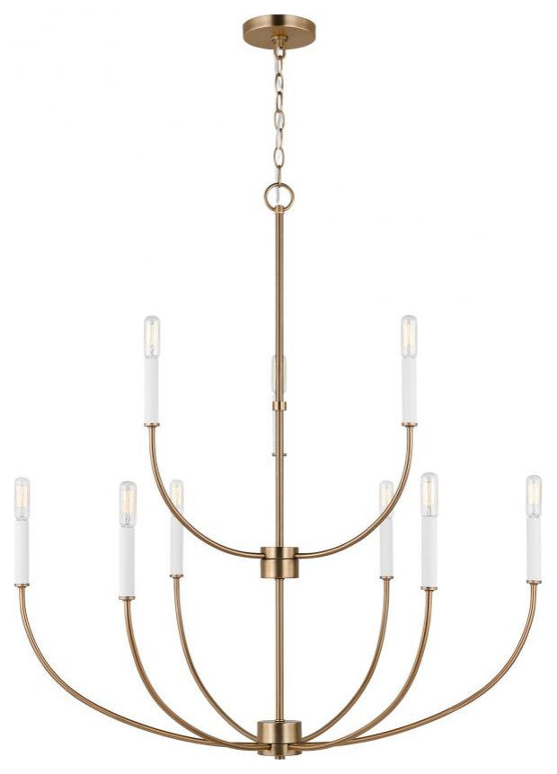 Greenwich Chandelier, 9-Light, Satin Brass, 32"