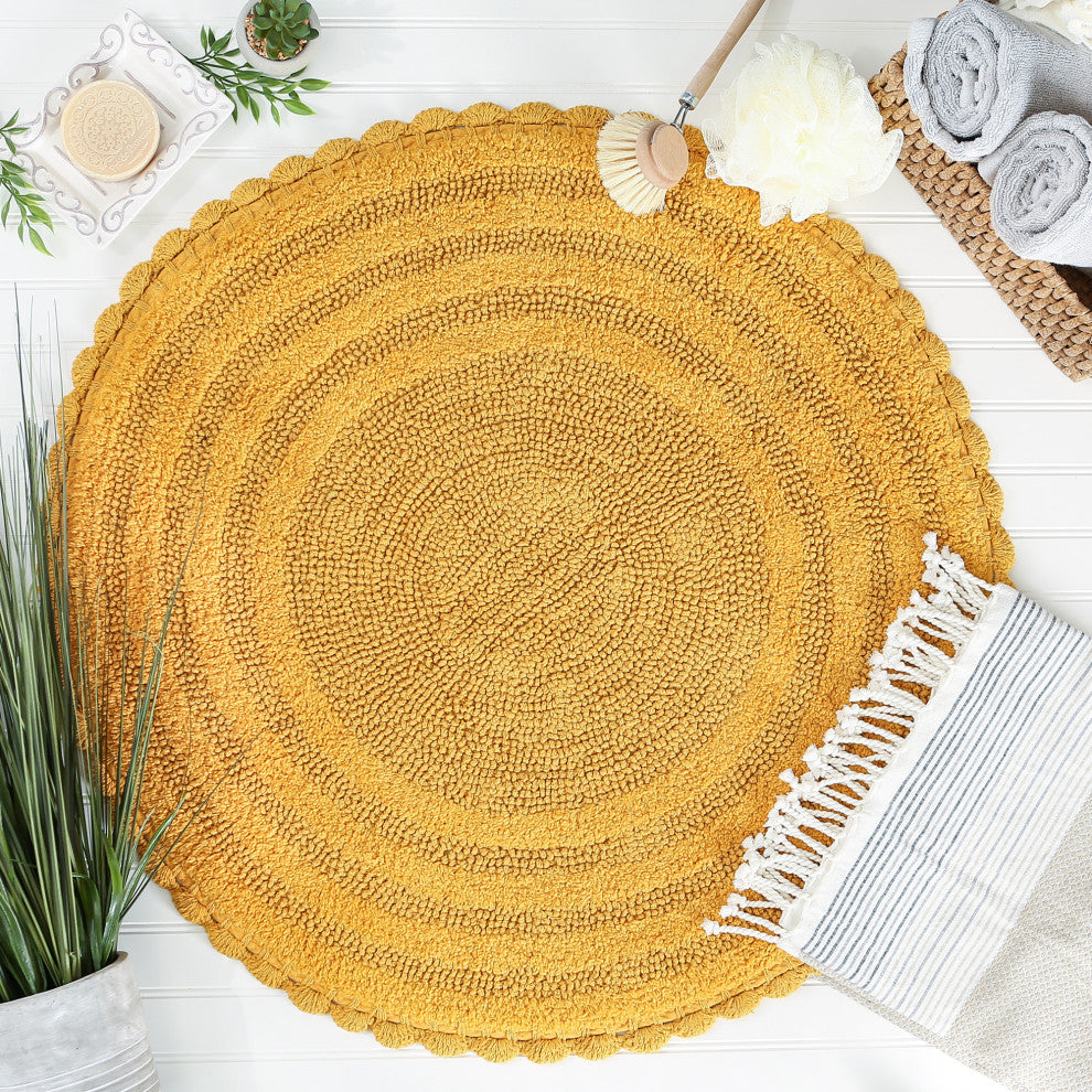 Honey Gold Round Crochet Bath Mat