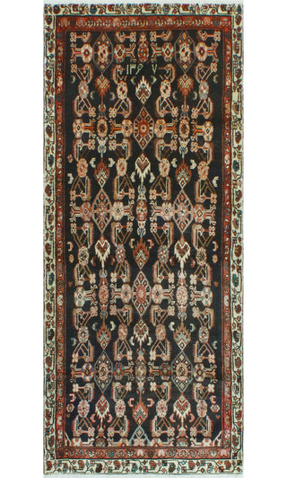 Fine Vintage Distressed Katie Charcoal/Ivory Runner, 3'8 x 8'4