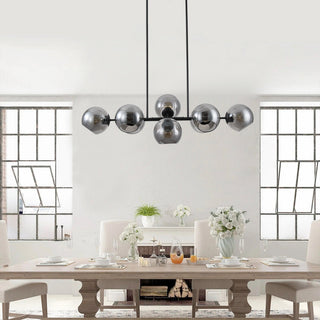 Mid Century Modern 8-Light Grey Glass Globe Sputnik Chandelier Lighting