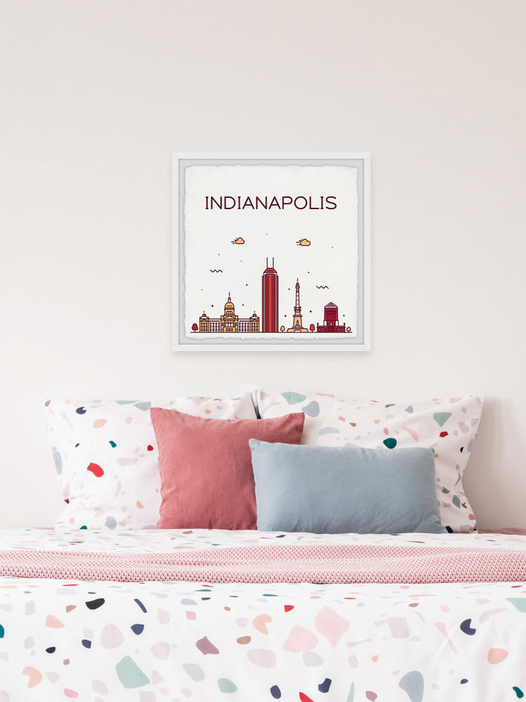 "Indianapolis Landmarks" Framed Painting Print, 18x18