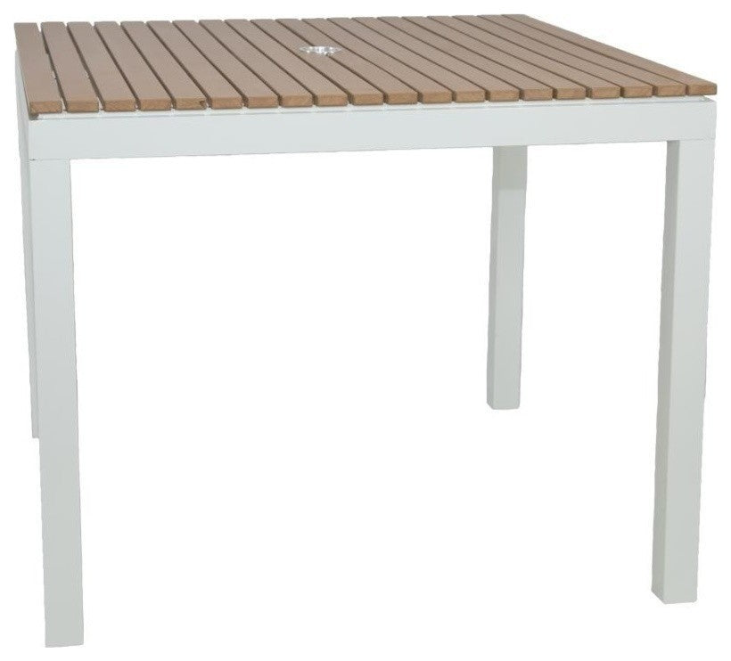 Riviera Outdoor Faux Wood Square Dining Table, White